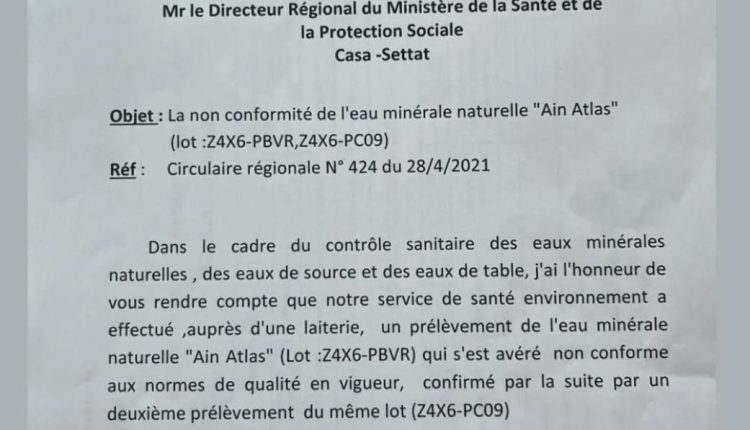 L'eau minérale ne respecte pas les conditions de sécurité sanitaire