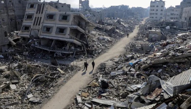 جانب من الدمار الذي خلفه الاحتلال بقطاع غزة الجريح