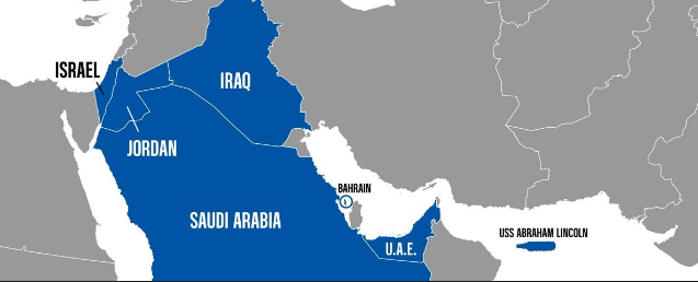 خريطة سنتكوم تظهر غزة والضفة الغربية كجزء من إسرائيل