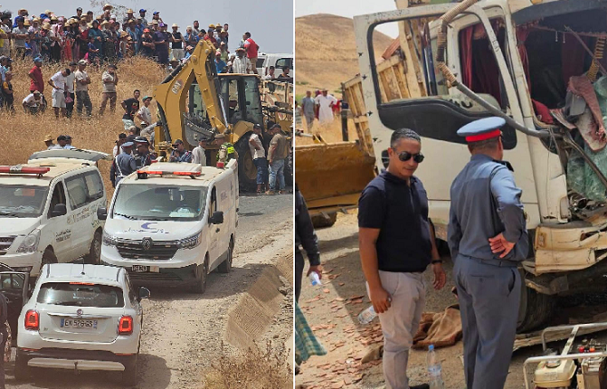 حادث شاحنتين بطريق بريمة