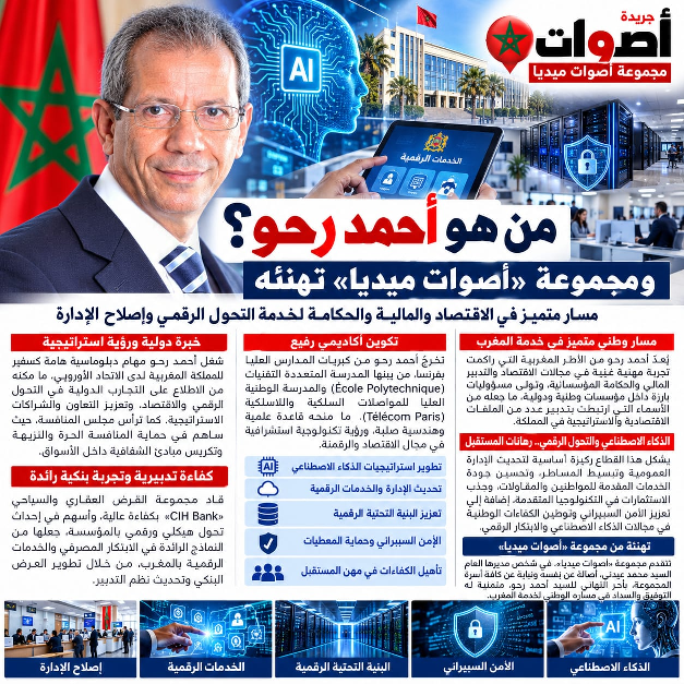 أصوات ميديا تهنئ أحمد رحو وزير الذكاء الاصطناعي والتحول الرقم